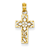 14kt Yellow Gold 5/8in Diamond-cut Filigree Cross Charm