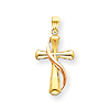 14kt Two-tone Gold 7/8in Methodist Polished Cross Pendant