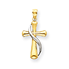 14kt Two-tone Gold 15/16in Methodist Polished Cross Pendant