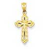 14kt Yellow Gold 5/8in Budded Cross Cut-out Charm with Beads