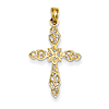 14k Yellow Gold Passion Floral Cross Pendant 7/8in