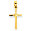 14k Yellow Gold Cross Charm with Flower 5/8in