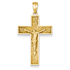 14kt Yellow Gold 1 1/8in Textured Latin Crucifix Cross
