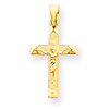 14k Yellow Gold 3/4in Diamond-cut Crucifix Pendant