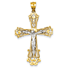 14kt Two-Tone Gold 1 5/8in Diamond-Cut Crucifix