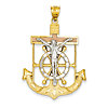 14kt Tri-color Gold 1 7/16in Mariner's Cross Pendant