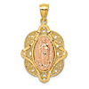14k Yellow and Rose Gold Lady of Guadalupe Pendant 7/8in