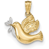 14kt Yellow Gold Rhodium 11/16in Peace Dove Pendant