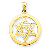 14kt Gold 11/16in Jewish Chai in Star of David Pendant