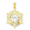14kt Two Tone Gold 3/4in Star of David Chai Pendant