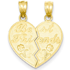 14kt Yellow Gold 5/8in Best Friends Heart Pendant with Flowers