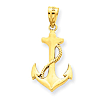 14kt Yellow Gold 3/4in Anchor Rope Pendant