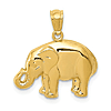 14k Yellow Gold Elephant Pendant with Bent Trunk 1/2in