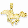 14kt Yellow Gold 3/4in Running Horse Pendant