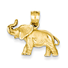 14kt Yellow Gold Diamond-cut Elephant Pendant
