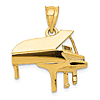 14k Yellow Gold Baby Grand Piano Pendant 5/8in