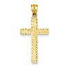 14kt Yellow Gold 1 1/4in Diamond-cut Textured Cross