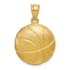 14k Yellow Gold Basketball Pendant with Satin Finish 5/8in