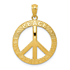 14k Yellow Gold Peace Love Faith Hope Pendant 3/4in
