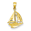 14k Yellow Gold Sailboat Pendant 5/8in