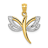 14k Yellow Gold Dragonfly Pendant with Rhodium Wings