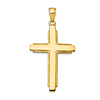 14k Yellow Gold Latin Cross Pendant with Reeded Edges 1.25in
