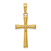 14k Yellow Gold Latin Cross Pendant with X Center and Bead Edges 3/4in