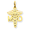 14k Yellow Gold MD Caduceus Charm 1/2in