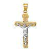 14k Two-Tone Gold Lattice Cross With Crucifix Pendant 1.25in