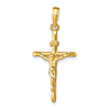 14k Yellow Gold INRI Stick Crucifix Pendant 7/8in