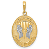 14k Yellow Gold with Rhodium Reversible Guardian Angel Prayer Pendant