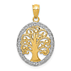 14k Yellow Gold Yellow Gold Rhodium Oval Tree Of Life Pendant 3/4in