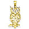 14kt Yellow Gold 3/4in Diamond-cut Owl Pendant