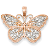 14kt Rose Gold 5/8in Diamond-cut Butterfly Pendant