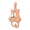 14k Rose Gold Two Sitting Cats Pendant