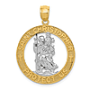 14k Yellow Gold with Rhodium St Christopher Pendant 1in