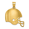 14k Yellow Gold Brushed Football Helmet Pendant