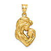 14k Yellow Gold Brushed and Diamond-cut Mom Baby Pendant 3/4in
