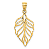 14k Yellow Gold Leaf Dangle Pendant 1in