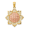 14k Two-tone Gold Diamond-cut Sunflower Pendant 3/4in
