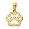 14k Yellow Gold Dog Paw Pendant 3/8in