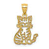 14k Yellow Gold Sitting Cat Pendant with Open Design 5/8in