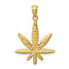 14k Yellow Gold Marijuana Leaf Pendant 3/4in