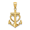 14k Yellow Gold Anchor with Heart Pendant 5/8in