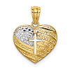 14k Yellow Gold Rhodium USA Flag with Cross Heart Pendant 1/2in