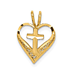 14k Yellow Gold Heart with Cross Slide 1/2in