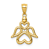 14k Yellow Gold Angel Pendant with Open Hearts 1/2in