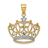 14k Yellow Gold Rhodium Diamond-cut Filigree Crown Pendant 5/8in