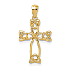 14k Yellow Gold Celtic Cross with Cut-out Design 3/4in