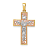 14k Two-tone Gold Rhodium Crucifix Pendant 1in